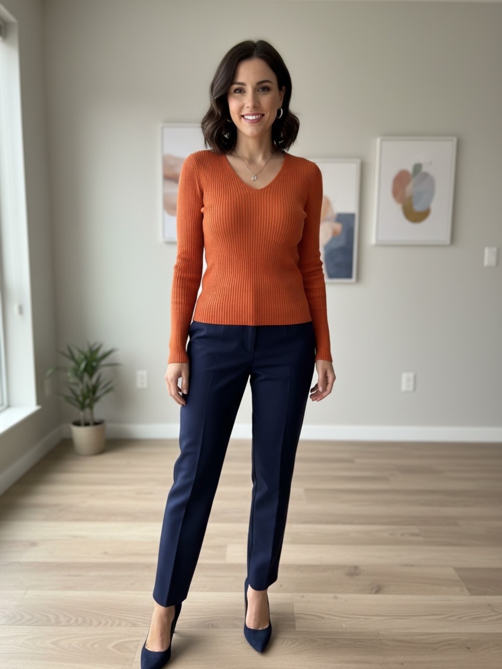 Cotton and Polyester Ribbed Long-Sleeved Sweater
